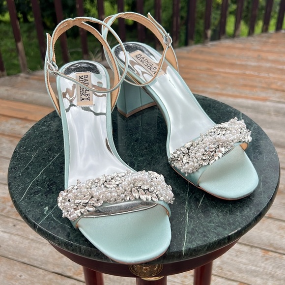 Badgley Mischka Clara Embellished Strap Evening Shoe in Blue Radiance - Picture 12 of 14